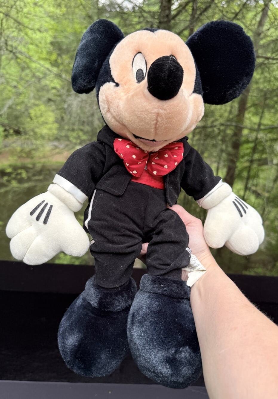 Vintage Disney Mickey Mouse Wedding Groom Tuxedo Plush Heart Bow tie EUC